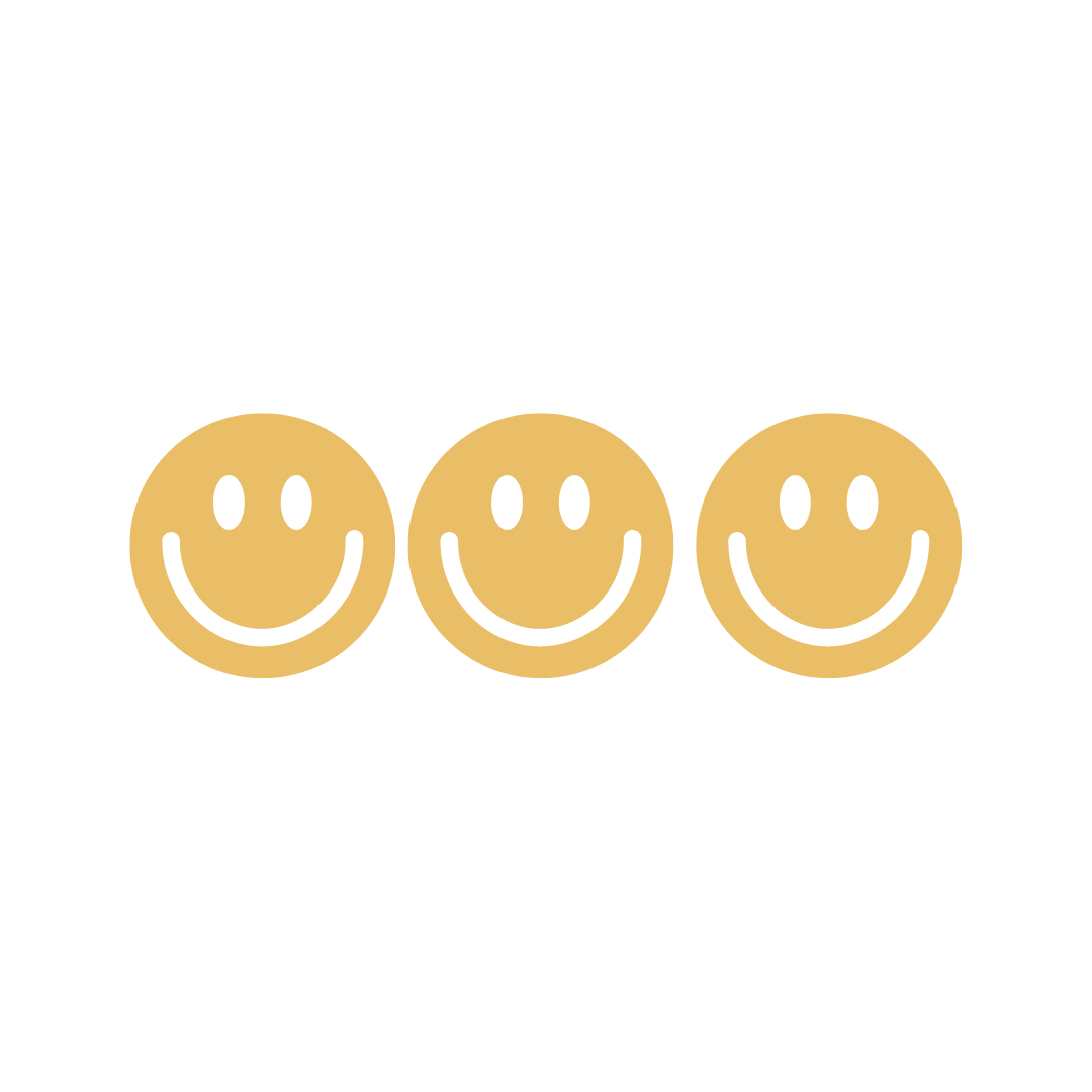 3 Smileys in einer Reihe. Alle Smileys sind voll ausgefüllt